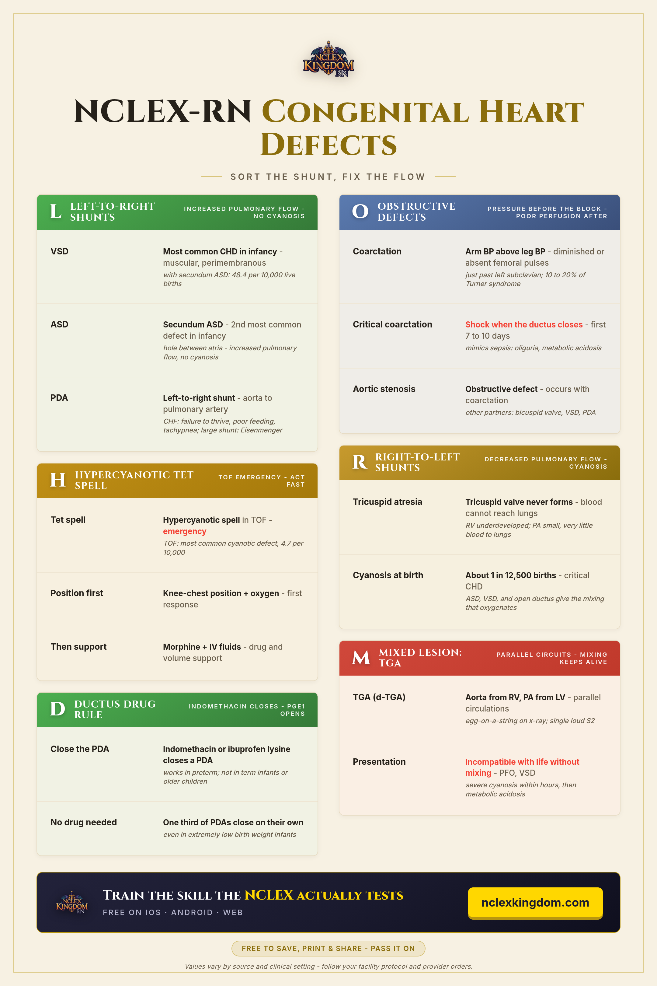 Congenital Heart Defects cheat sheet